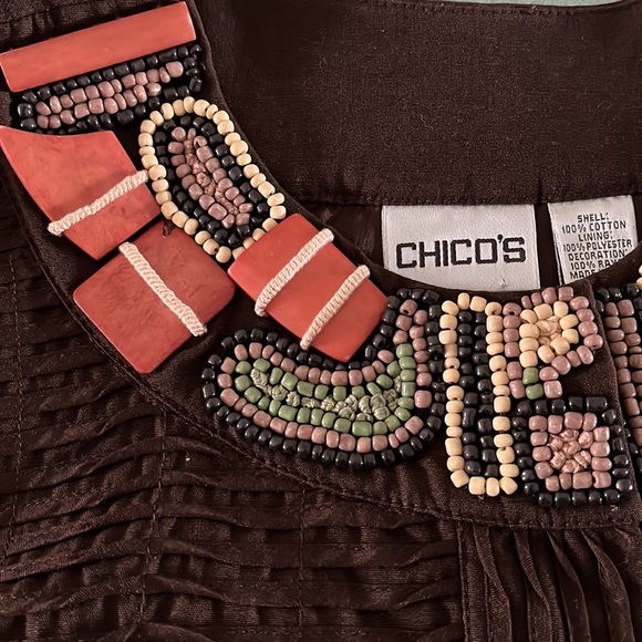 Chico’s Woman’s Jacket Size 1 Color Brown Decorated - Picture 2 of 6